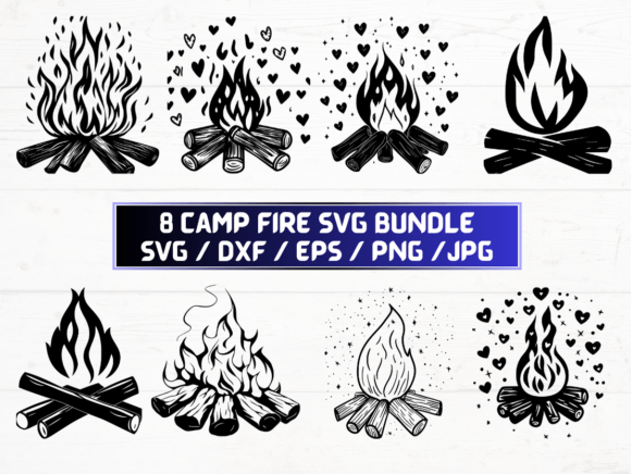 Camp Fire Stencil: A Graphic Asset for Crafts and Branding