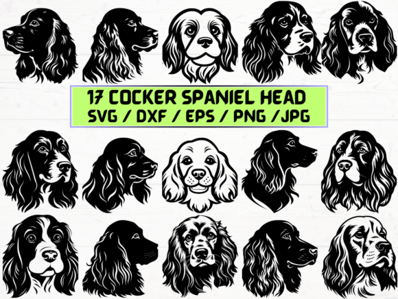 Cocker Spaniel Head Laser Cut Graphics for Crafts