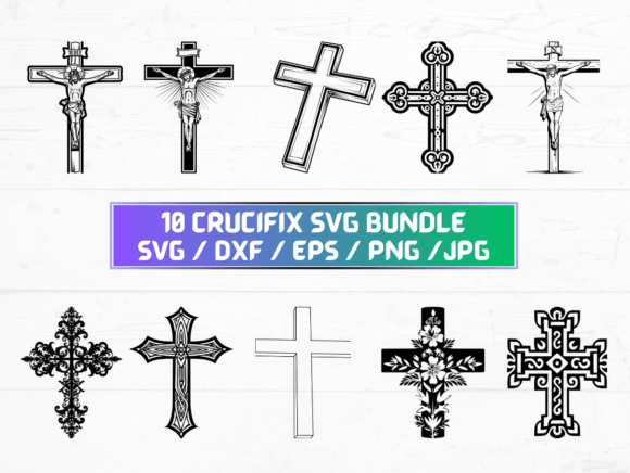 Crucifix Silhouette Graphics for Crafts