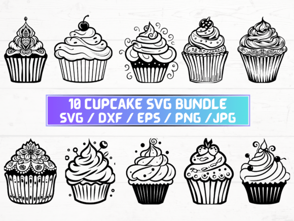 Cupcake Silhouette Graphics for Crafts