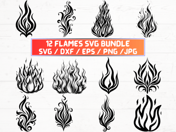 Flames Silhouette Graphics for Crafts