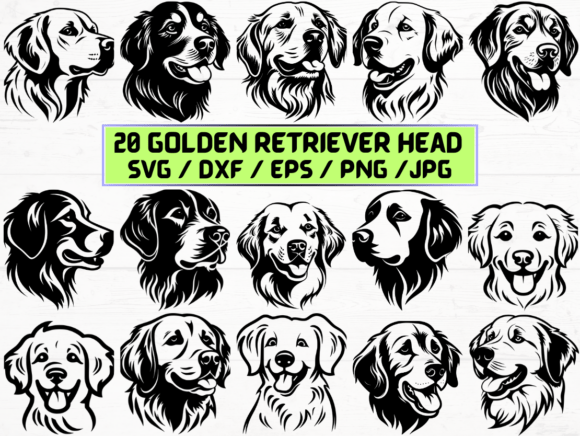 Golden Retriever Head Laser Cut Graphics for Crafts