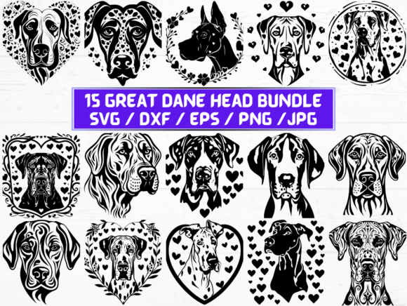 Great Dane Head Graphic for Crafts and Branding