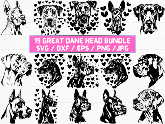 Great Dane Head Laser Engraving Cut File for Graphics and Crafts