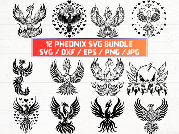 Pheonix Stencil Graphics for Crafts