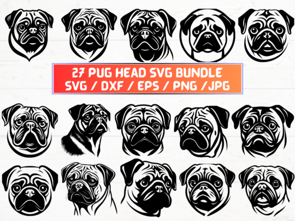 Pug Head SVG for Crafts and Graphics