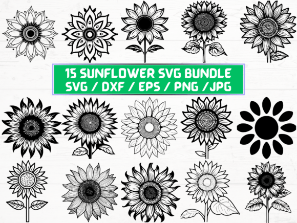 Sunflower Silhouette SVG: Graphics for Crafts & Creative Sellers