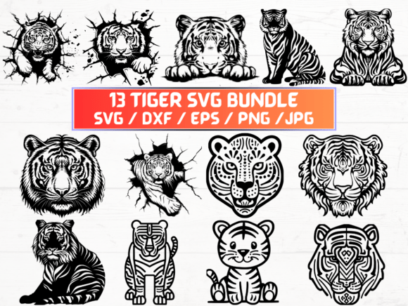 Tiger Silhouette SVG: Graphics for Crafts & Local Branding