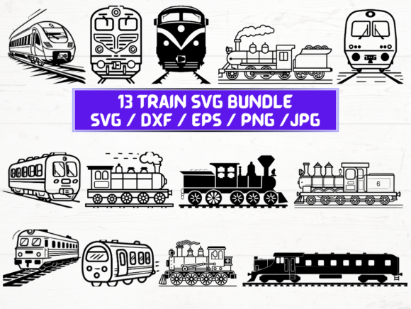 Train Clipart Graphics for Crafts and Editorial Design