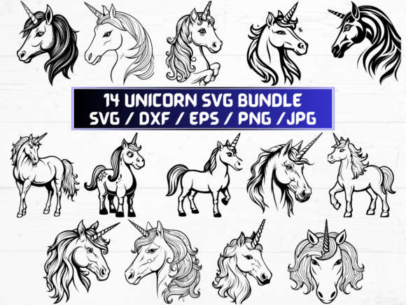 Unicorn Clipart Graphics for Crafts