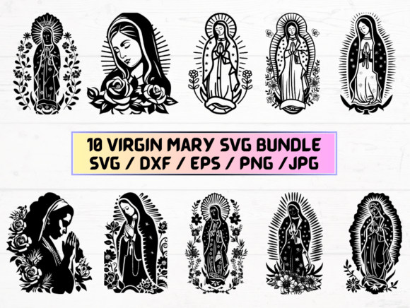 Virgin Mary Silhouette Graphics for Crafts