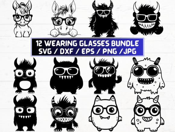 Wearing Glasses Silhouette SVG: Graphics for Crafts